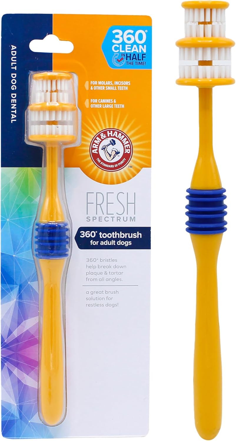 for Pets Fresh Spectrum 360 Degree Dog Toothbrush for Large Dogs | Dog Toothbrush Bristles Help Break down Plaque and Tartars for Adult Dogs, Molars, Incisors, and All Teeth, White